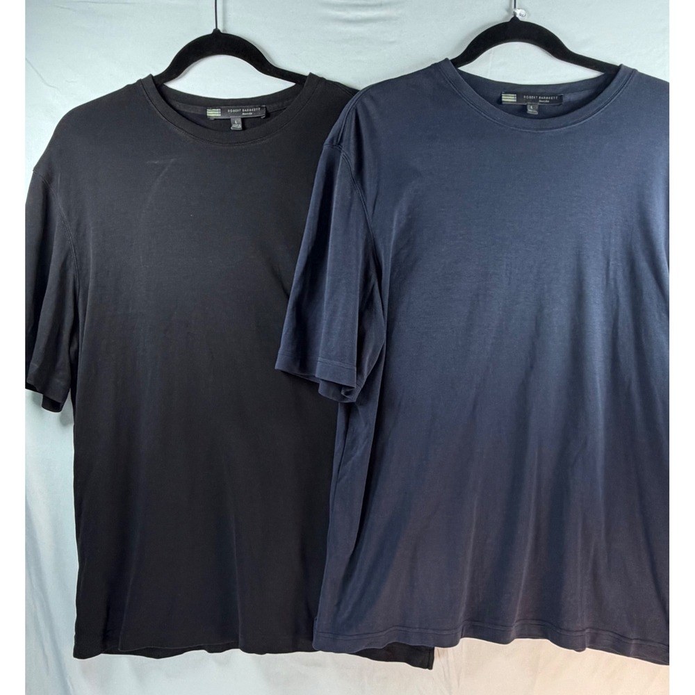 Robert Barakett Mens Pima Cotton Crewneck T-Shirt 2 Pack Black Navy Blue Large